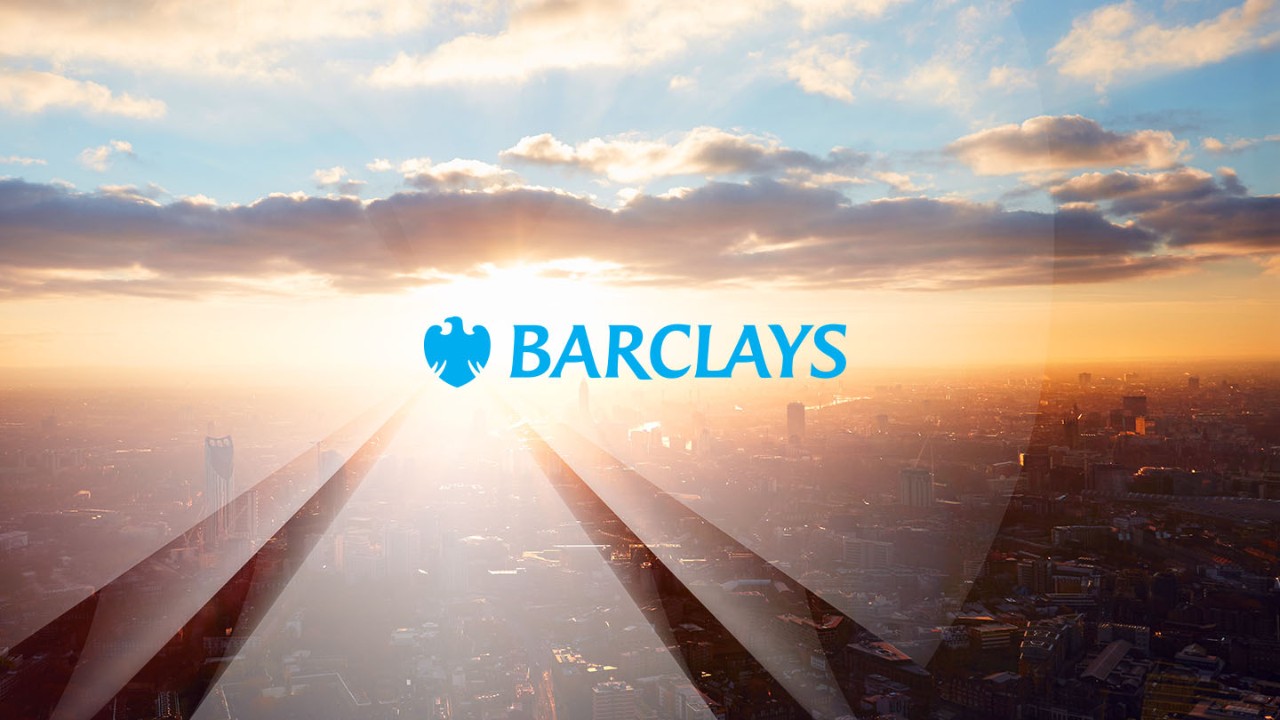 Barclays logo overlaid a morning sunrise