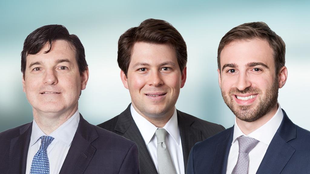 Headshots of Derek McNulty, Derek Davidson and Jared Itkowitz on blue backgrounds.