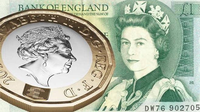 The new £1 coin and the the old £1 note