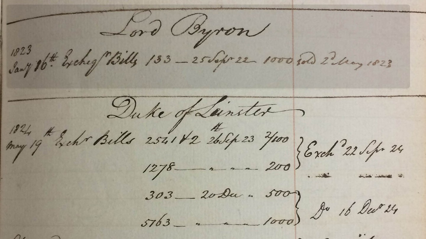Manuscript belonging to Lord Byron