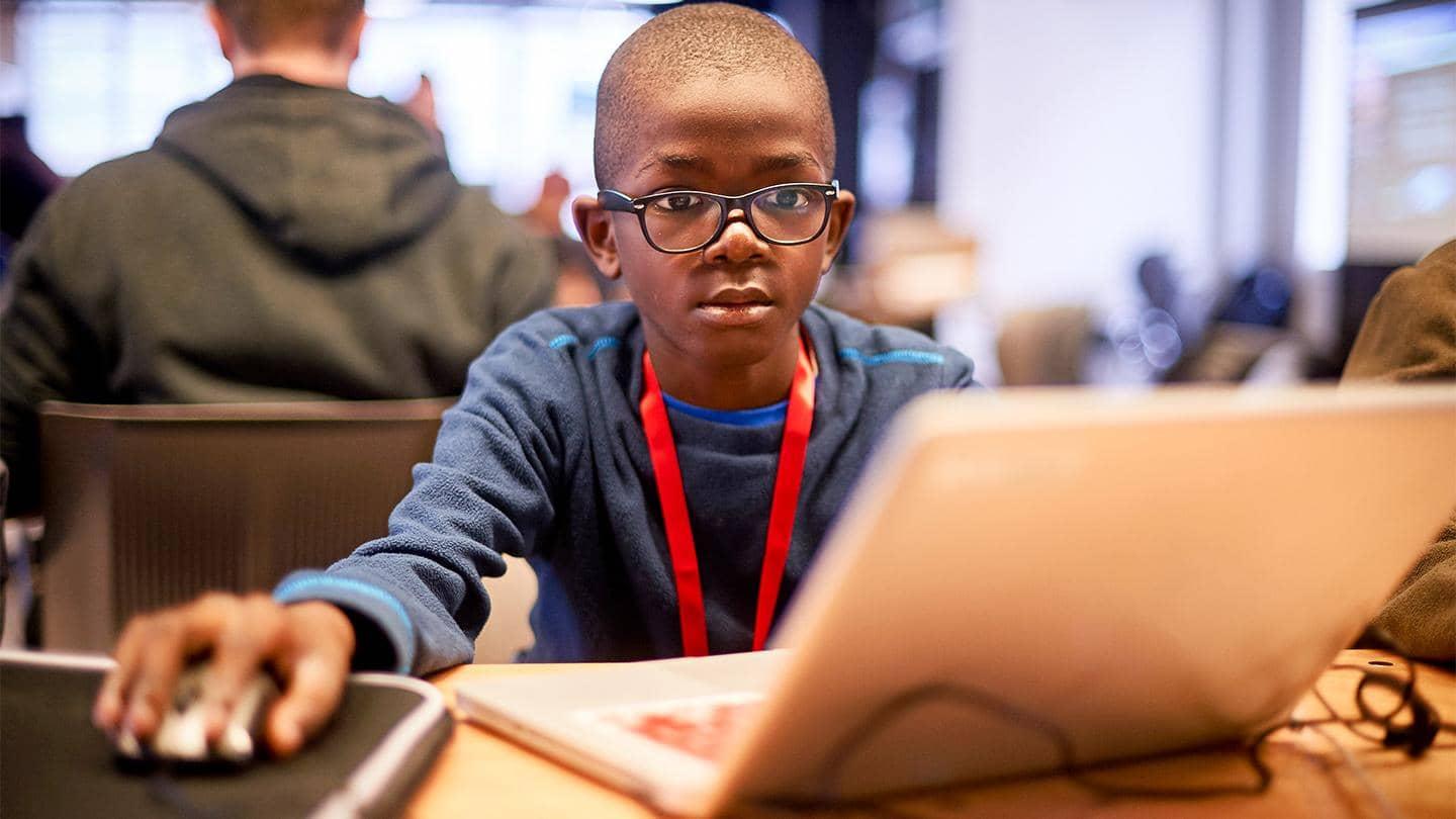 Child taking part in Barclays’ Code Playground programme