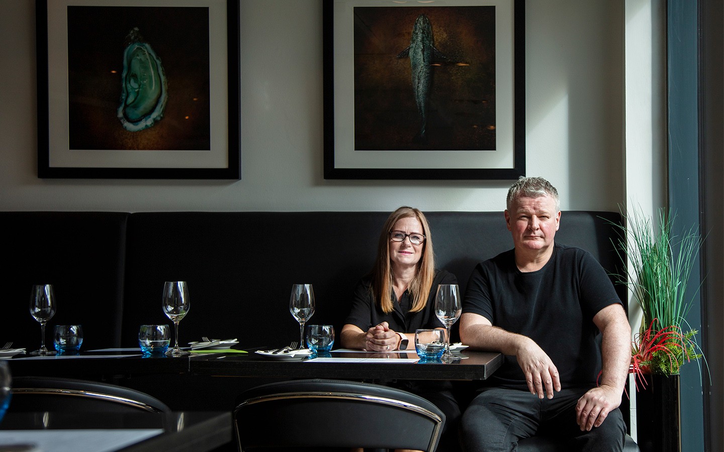 Karin and Roy Brett at Ondine restaurant in Scotland.