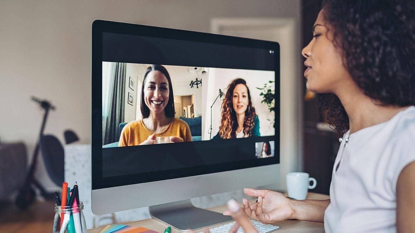 Three women on a video conference.