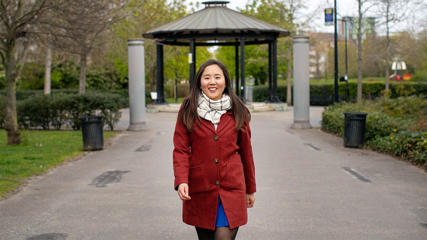 Emily Li walking in a park