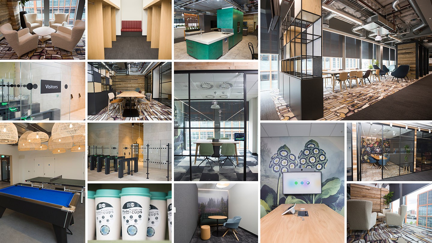 Images of different parts of Barclays’ new Glasgow campus.