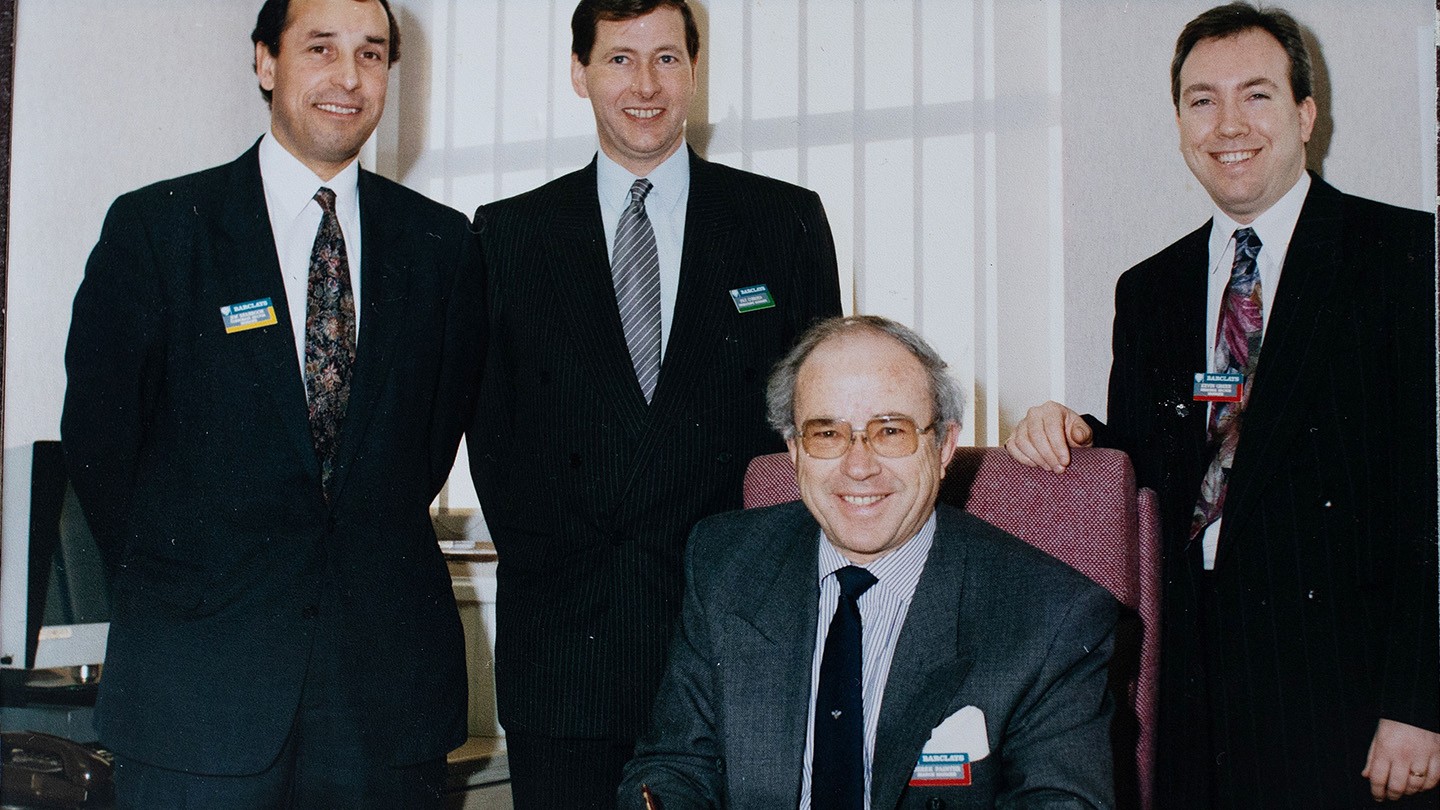 Jim Seabrook, aged 40, standing with his colleagues.