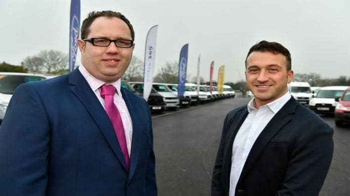 Jason Grail, Barclays Business Manager, Bristol, with Jordan Franklin, owner of Vans 365